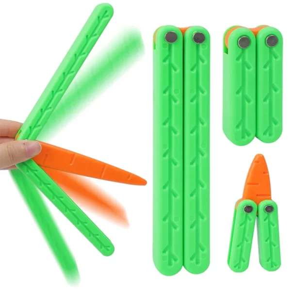 3D Gravity Butterfly Training Knife, Butterfly Knife Decompression Carrot Plastic Cutting No Edge Funny Finger Safe Toy Outdoor - Image 6