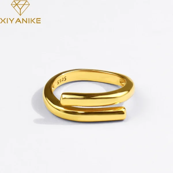 XIYANIKE Double Layer Geometric Ring Female