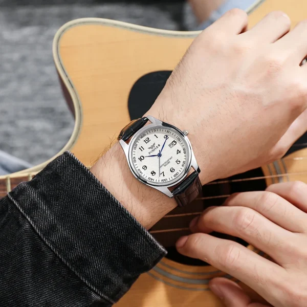 Casual Leather Strap Men Watch - Image 6