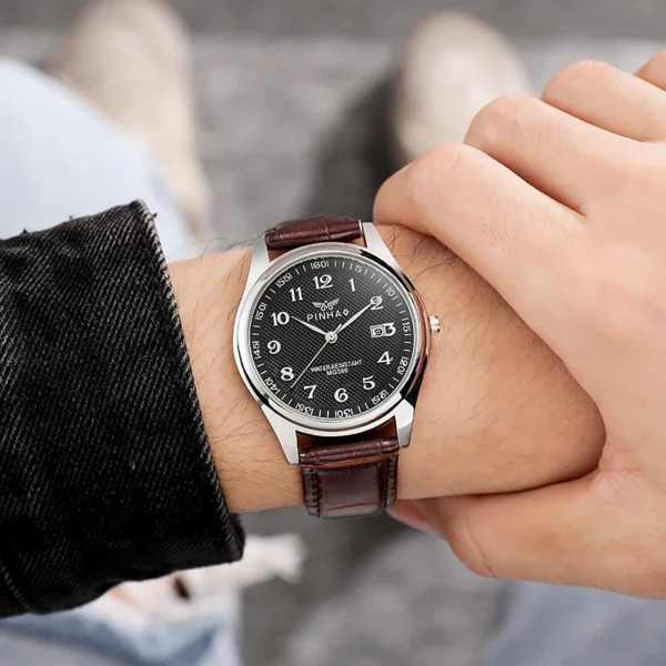 Casual Leather Strap Men Watch - Image 5