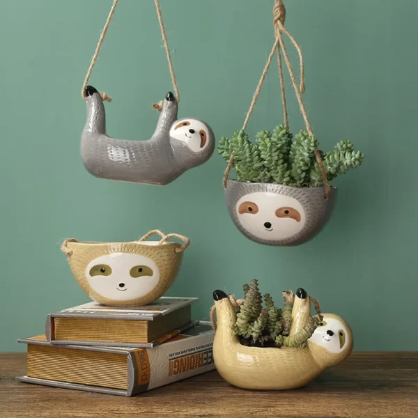 Ceramic Hanging Plant Pot Cartoons Animal Vase - Image 3