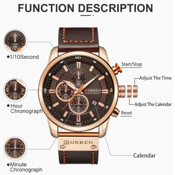 CURREN Men Watch Leather Strap - Image 4