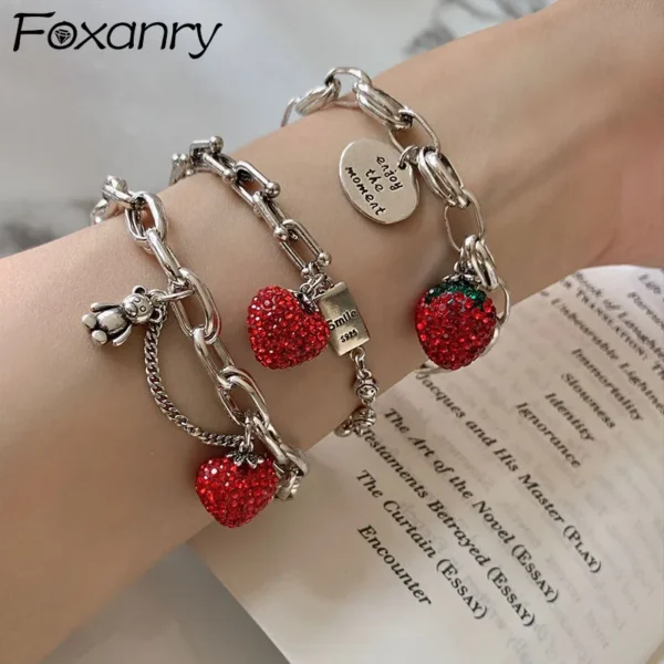 FOXANRY Silver Color Thick Elegant Chain Bracelets for Women