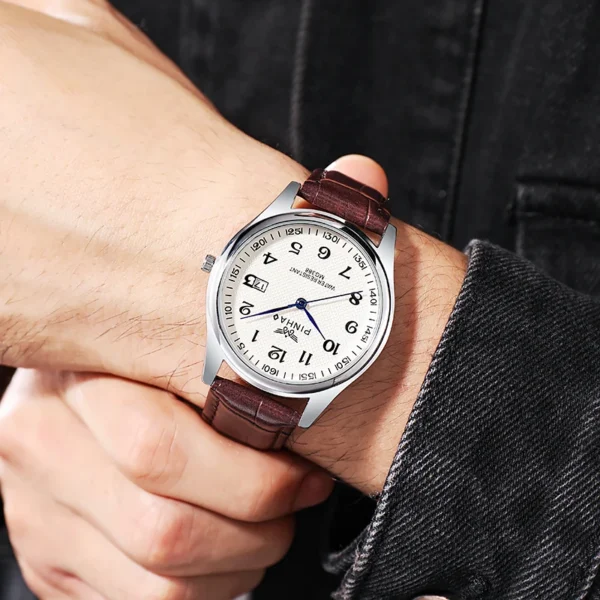 Casual Leather Strap Men Watch - Image 2