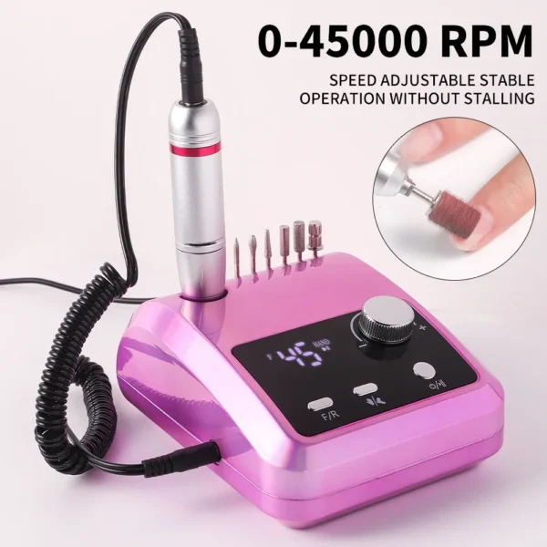 High Quality Electric Nail Drill Machine 45000 RPM Electric File HD Display Metal Manicure - Image 4