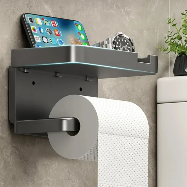 Toilet Paper Holder Plastic Storage Rack Kitchen Phone Storage - Image 4