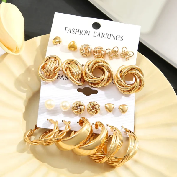 11 Pairs Earrings Set Zinc Alloy - Image 4