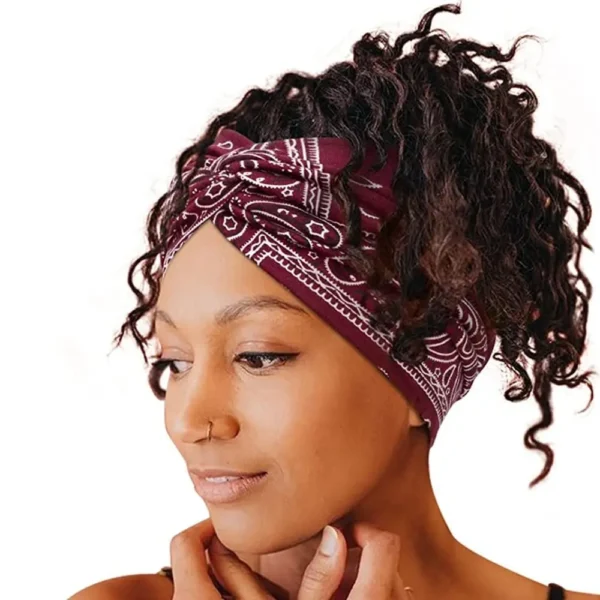 Extra Large Turban Workout Elastic Wide Knotted Headband - Image 3