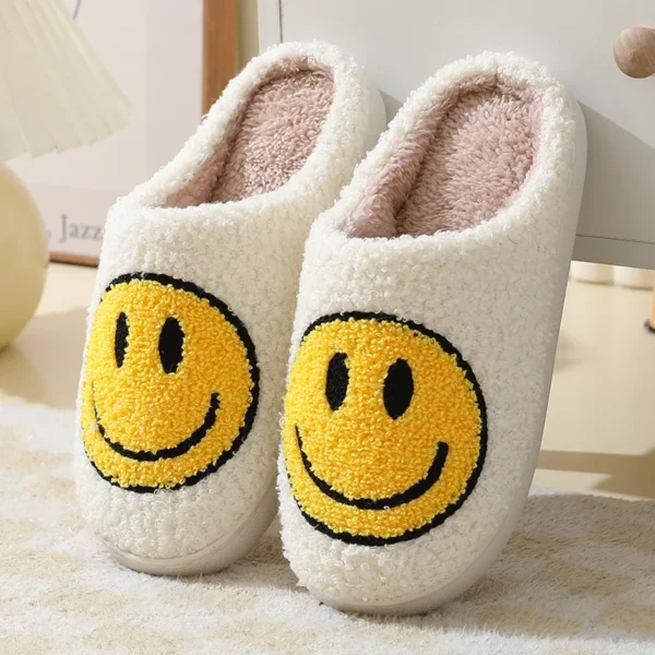 Smiling face autumn/winter furry couple cotton slippers women - Image 5