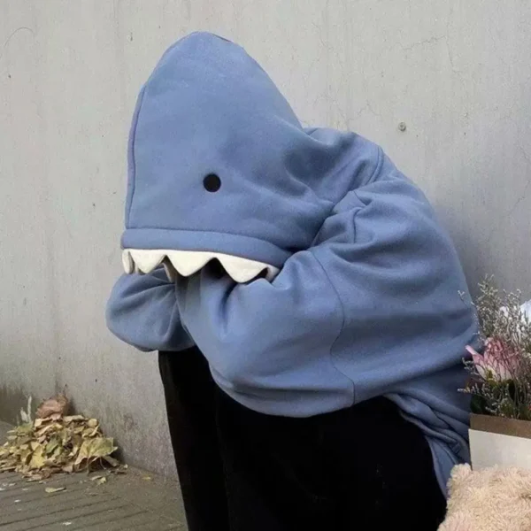 Autumn Winter New Funny Shark Patchwork Hoodies Men and Women Kawaii Sweatshirt Fashion Casual Pullover School Oversized Clothes - Image 4