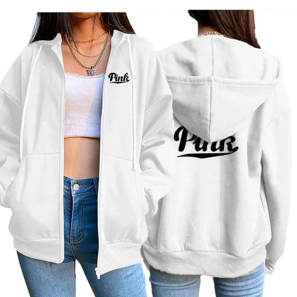 2024 New Womens Zipper Cardigan Hooded Sweatshirt Printing Outfits Fashion Casual Jogging Top Clothing Lady Versatile Sport Coat