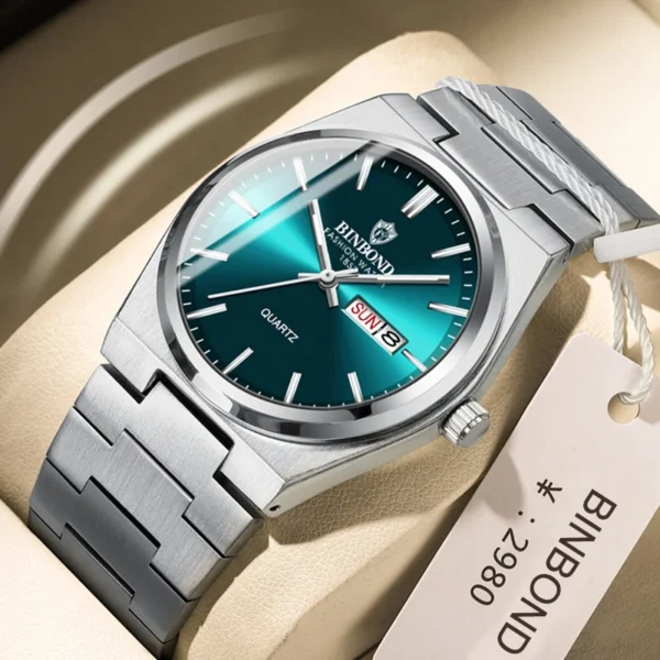 BINBOND Top Brand Luxury Men Watch Waterproof Date Week Stainless Steel