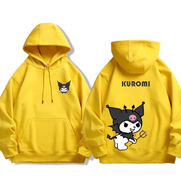 Spring and Autumn Sanrio Couple Sweatshirt Men's and Women's Kuromi Melody Cartoon Anime Hooded Dress Fashion Trend - Image 3