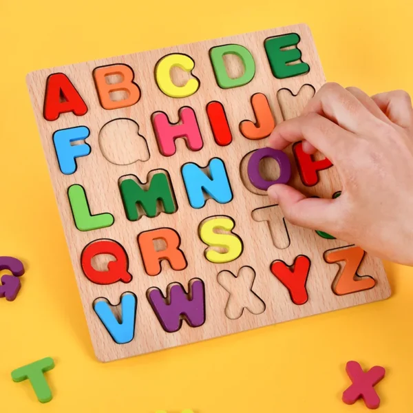 Wooden Jigsaw Puzzle Children Letters Numbers Board Pairing Puzzle