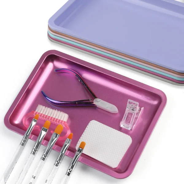 Stainless Steel Cosmetic Storage Tray Nail Art Manicure Plate Tweezers Clippers Pens Container - Image 3