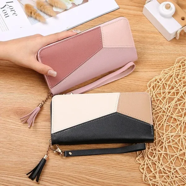 Cross-border Contrast Color Stitching Long Wallet Women's Clutch Bag