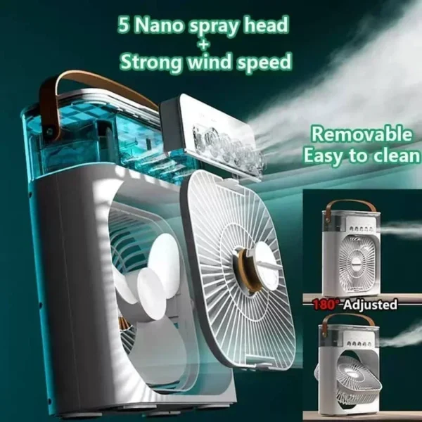 Portable Water mist Cooler Fan Air Adjustment 3 Speed Fan - Image 2