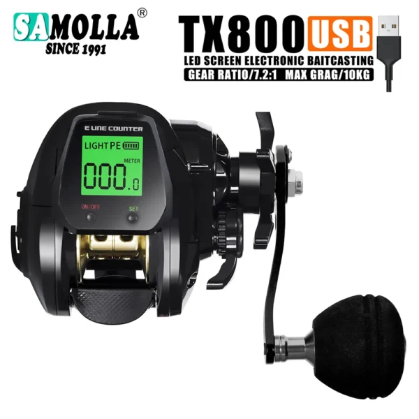 SAMOLLA Baitcasting Fishing Reel With Led Screen