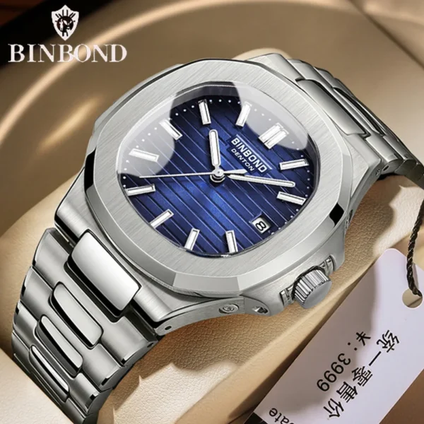 BINBOND Luxury Men Watch Waterproof Date Stainless Steel