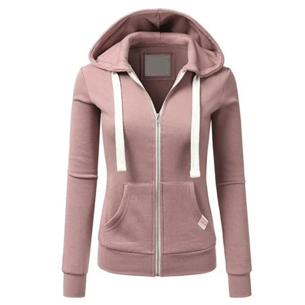 Autumn Fleece Hoodie Solid Color Hooded Korean Fashion Sweatshirts Long Sleeve Top Drawstring Pockets Loose Zipper Black Hoodies - Image 5