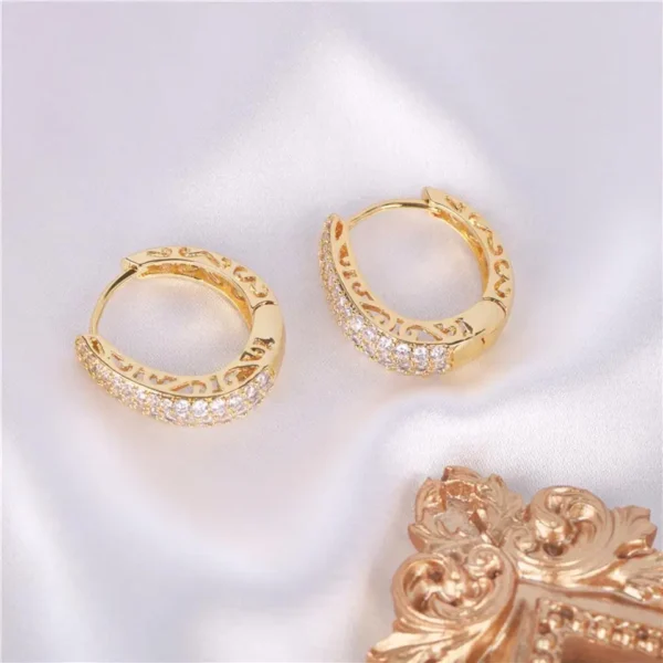 RAKOL Luxury Gold Color CZ Stone Circle Earrings For Women - Image 4