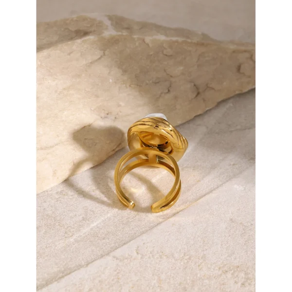 Pearl Gold Color Ring for Women - Image 4