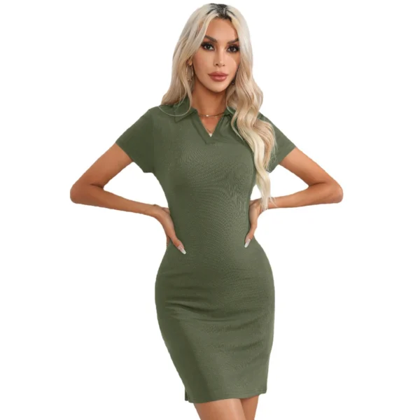 Polo Women's dress 2024 Summer Y2K One Pieces Short Sleeve Mini Skirt Slim Sheath Tight Dress Ladies Kpop Outfit - Image 6