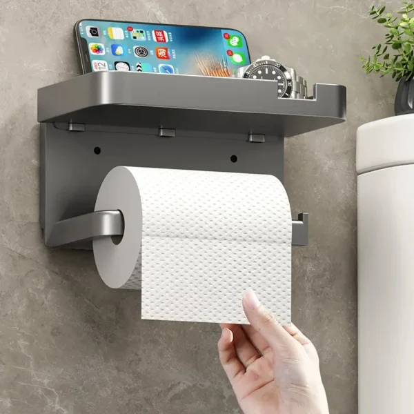 Toilet Paper Holder Plastic Storage Rack Kitchen Phone Storage - Image 2