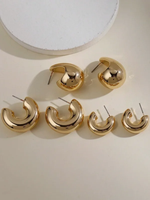 Women's Gold-Color Classic Earrings 12pcs Set - Image 5