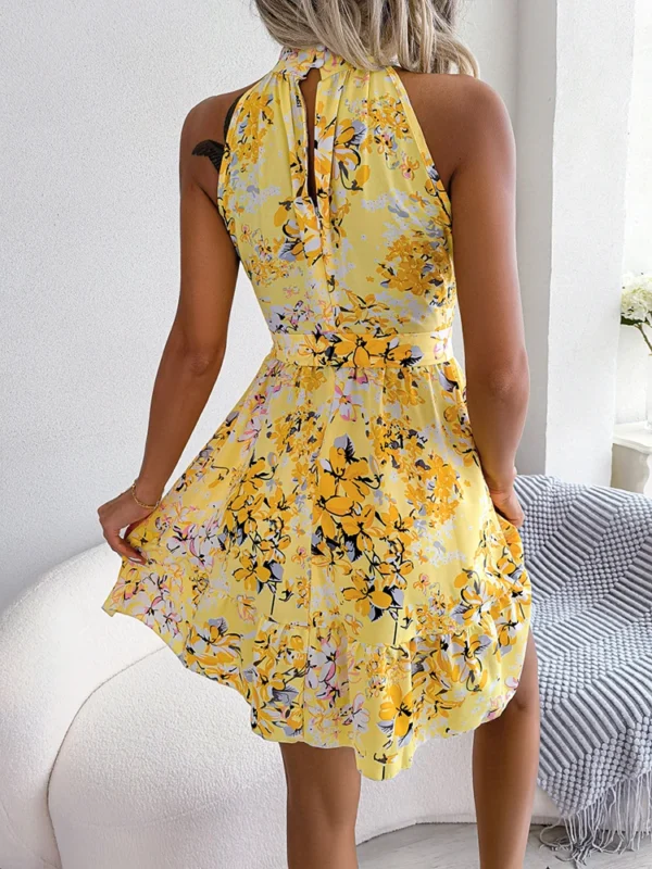 Summer Women Sexy Floral Print Short Dress, Bandage Holiday Beach Sundress Casual Halter Short Dresses,Summer Clothes Women 2024 - Image 3