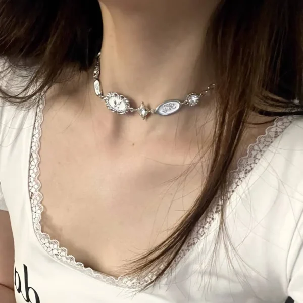 New Trendy Crystal Choker Pendant Chain Necklaces - Image 4