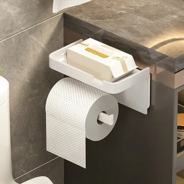 Toilet Paper Holder Plastic Storage Rack Kitchen Phone Storage - Image 3