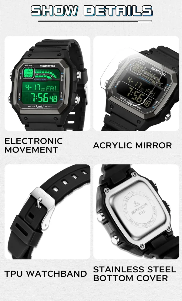 SANDA Men Electronic Watch - Image 5