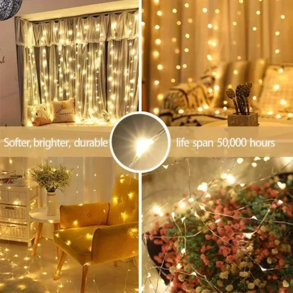 6x3M/3x3m Curtain LED Light Garland on The Window USB Power Fairy Lights - Image 4