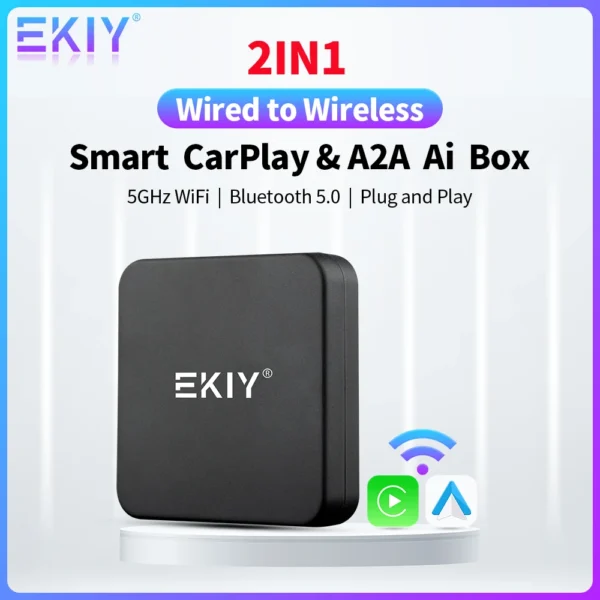 EKIY Mini Carplay Smart Box Wireless Android Auto Adapter Apple Dongle Plug And Play