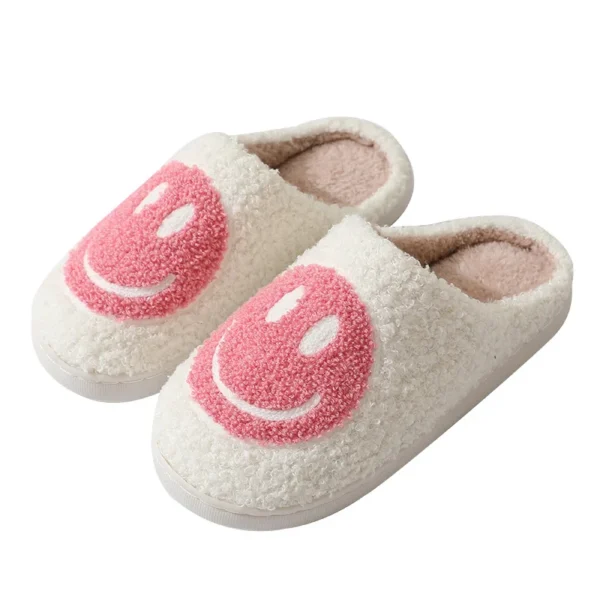 Smiling face autumn/winter furry couple cotton slippers women - Image 4