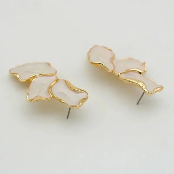 Metal Flower Gold Color Earrings For Women - Image 4