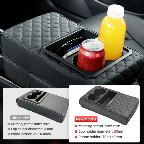 Auto Center Car Armrest Cushion with Cup Holder - Image 2