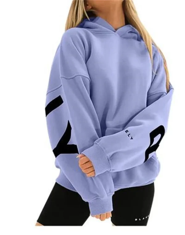 Women's Hoodie Pullover Sweatshirt Stylish Letter Print With Thick Long Sleeves Tops Loose 2024 Autumn Winter Hoodies Sportwear - Image 2