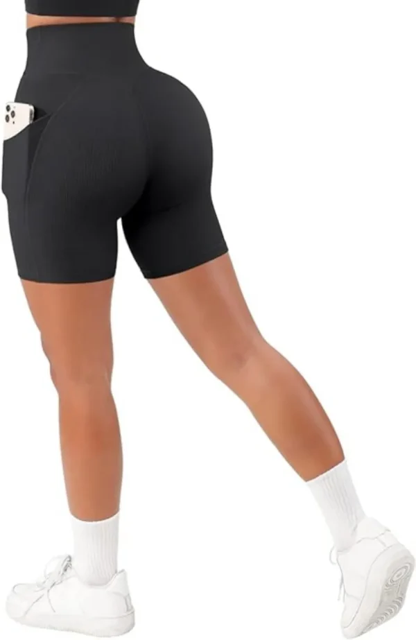 Sports Short Women Cross Workout Yoga Shorts with Pockets 5" High Waist Booty Biker Short - Image 2