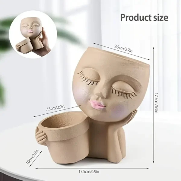 Handheld Basket Girl Face Planter - Image 2