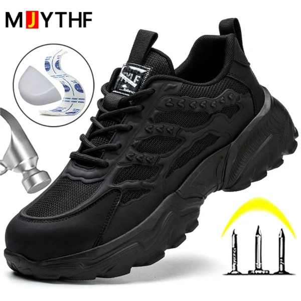 White Safety Shoes Men Steel Toe Boots Work Sneakers Anti-smash Anti-puncture - Image 2