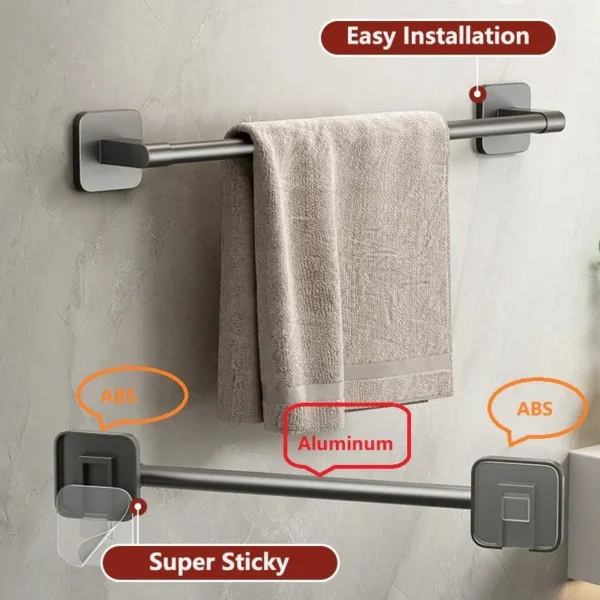 Non perforated suction cup wall mounted towel rack - Image 4