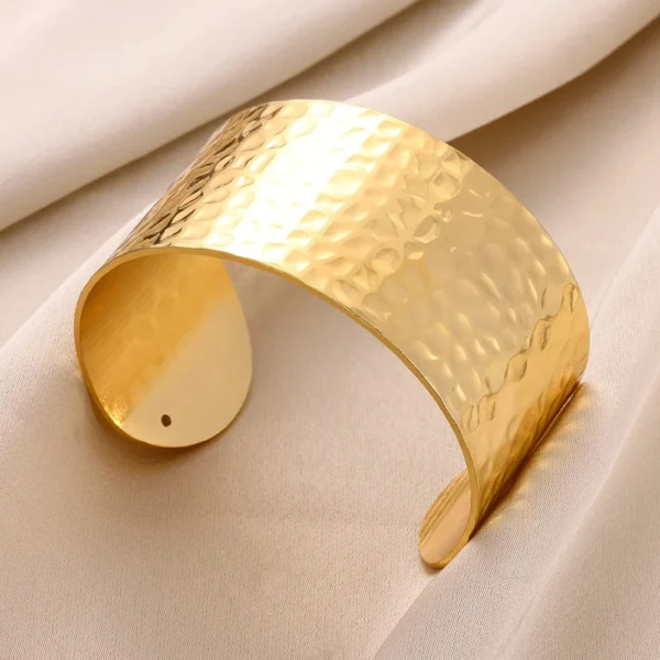 Gold Color Classic Bump Pattern Openning Bangles Cuff Bracelet - Image 5