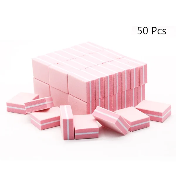 50Pc Professional Mini Nail Art buffer 100/180 Sandpaper Manicure Care File Sanding Polishing Nails File Grinding Equipment Tool - Image 3