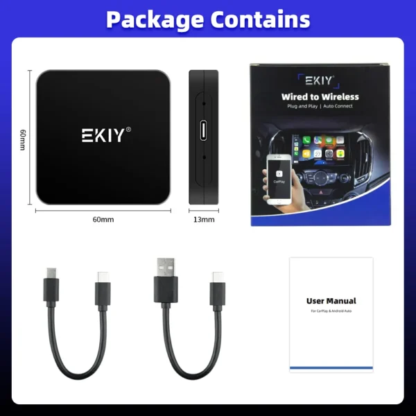 EKIY Mini Carplay Smart Box Wireless Android Auto Adapter Apple Dongle Plug And Play - Image 6