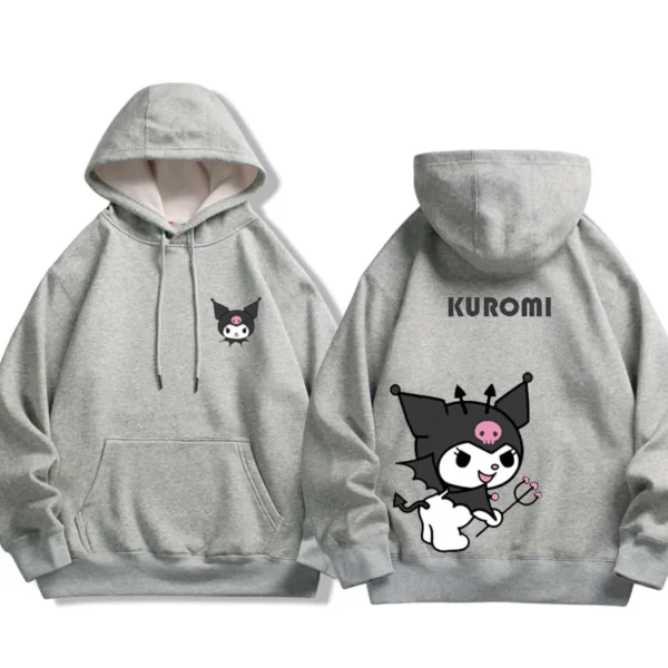 Spring and Autumn Sanrio Couple Sweatshirt Men's and Women's Kuromi Melody Cartoon Anime Hooded Dress Fashion Trend - Image 5