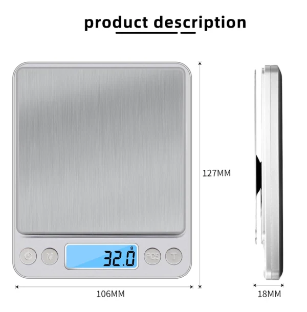 Mini Digital Electronic Scale LCD Display Jewellery, Kitchen 3kg Weighting - Image 6