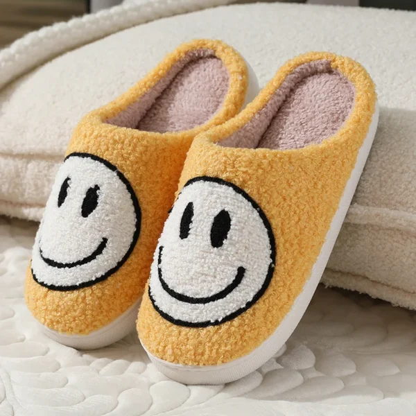 Smiling face autumn/winter furry couple cotton slippers women - Image 6