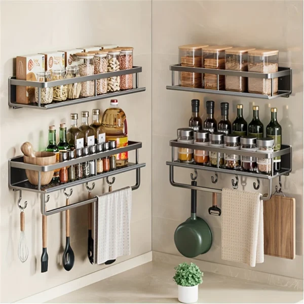 Kitchen Multi-Functional Storage Rack With Rod - Image 5